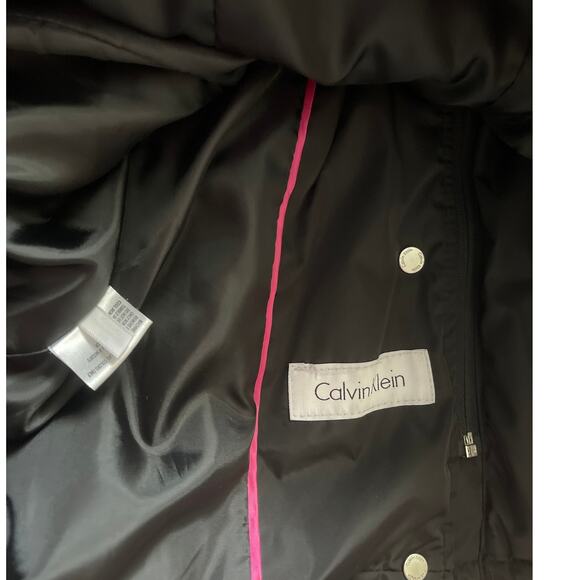 Calvin Klein Black Quilted Puffer Coat Full Zip &‎ Snap Collared Size Small - Picture 10 of 11